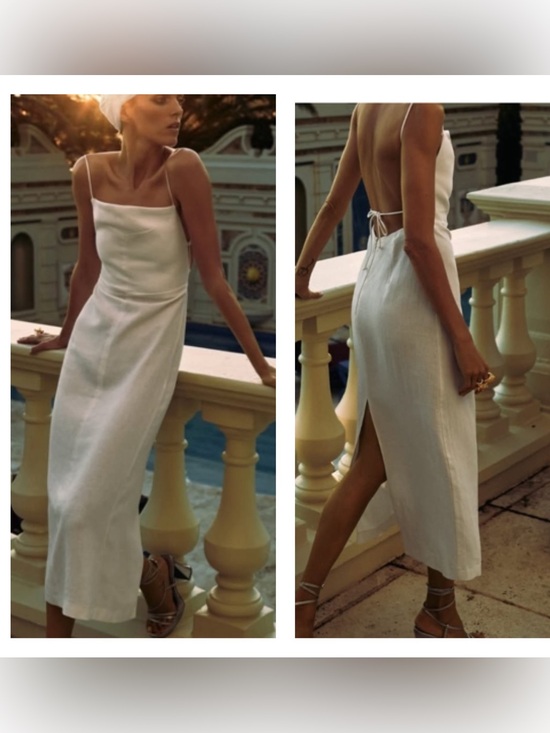 Zara Dresses & Skirts - Zara limited edition linen dress in oyster white